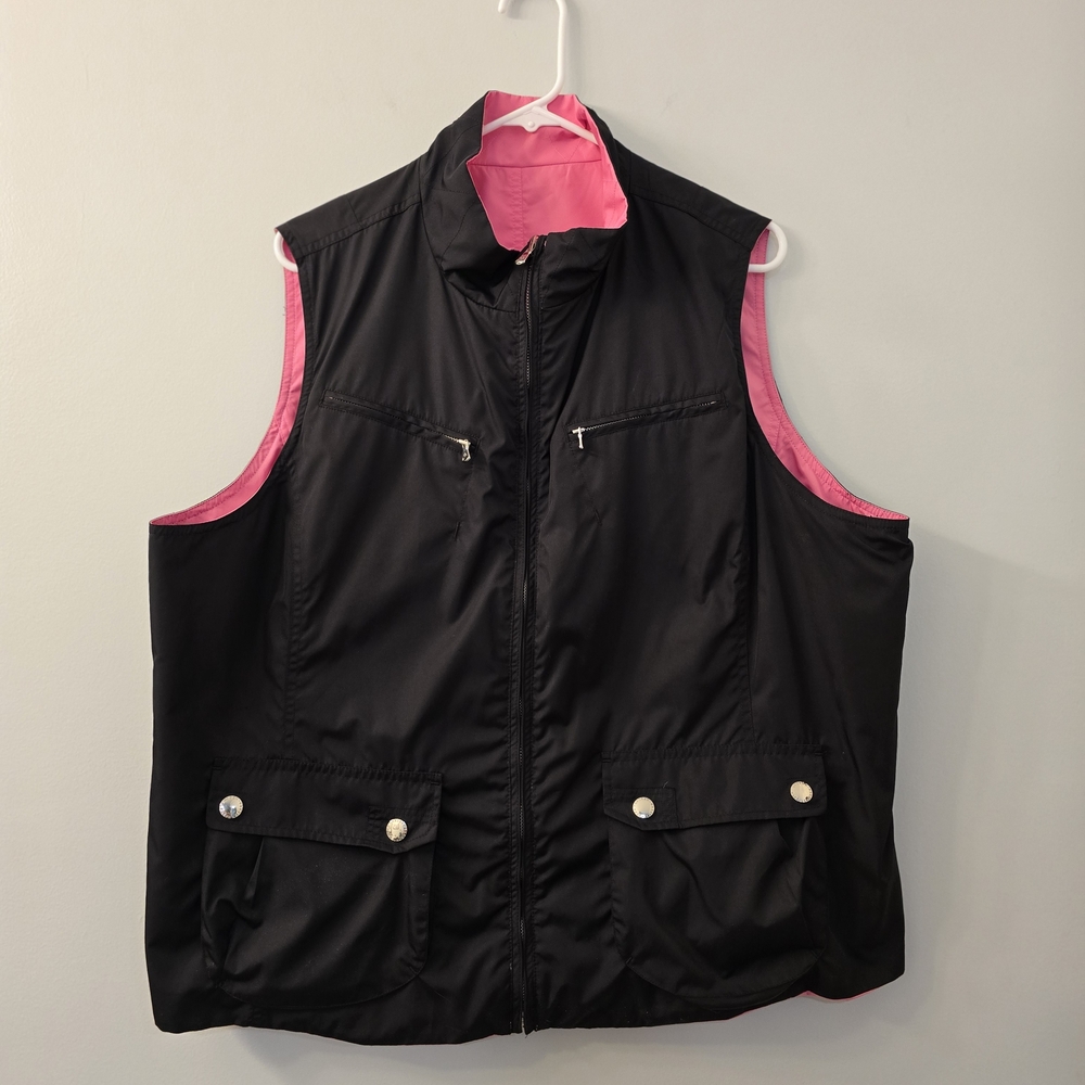 Like New Ralph Lauren Fully Reversible Black/Pink Vest in Size 2X